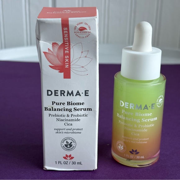 New Derma E Pure Biome Balancing Serum 1 Oz. Prebiotic & Probiotic Exp. 4/2026 - Picture 2 of 7